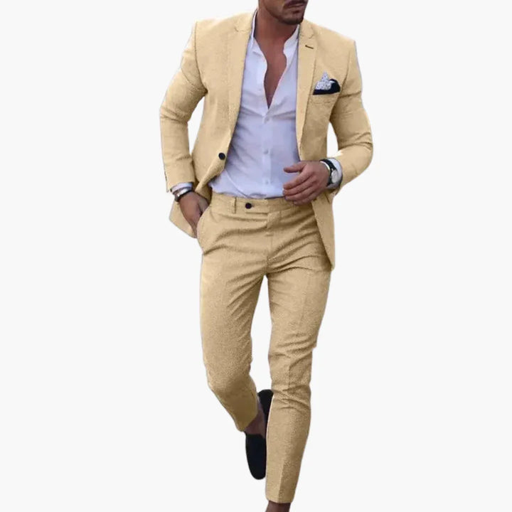 Męski garnitur dwuczęściowy z marynarką i dopasowanymi spodniami