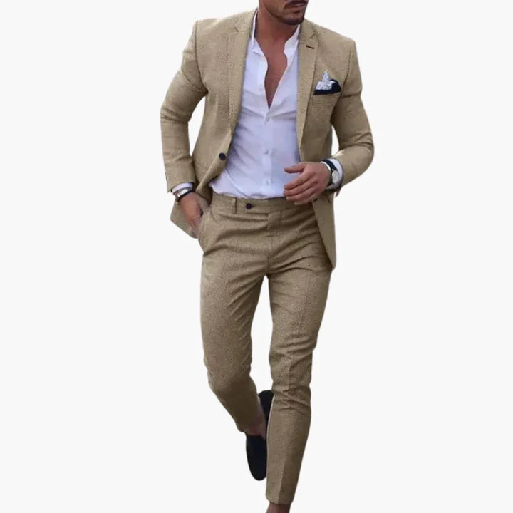 Męski garnitur dwuczęściowy z marynarką i dopasowanymi spodniami