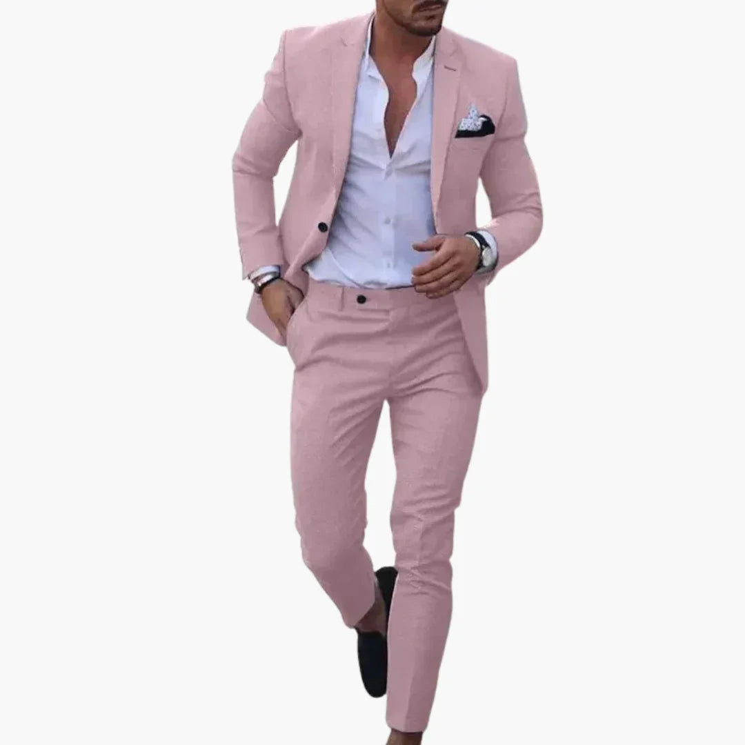 Męski garnitur dwuczęściowy z marynarką i dopasowanymi spodniami