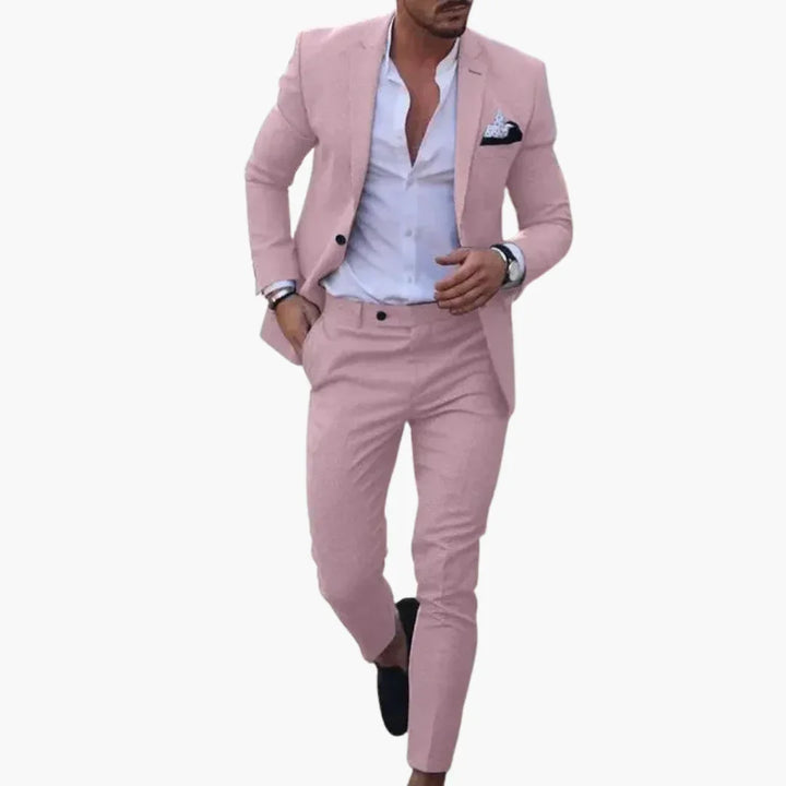 Męski garnitur dwuczęściowy z marynarką i dopasowanymi spodniami