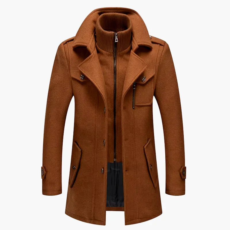 Płaszcz zimowy męski z wysokim kołnierzem