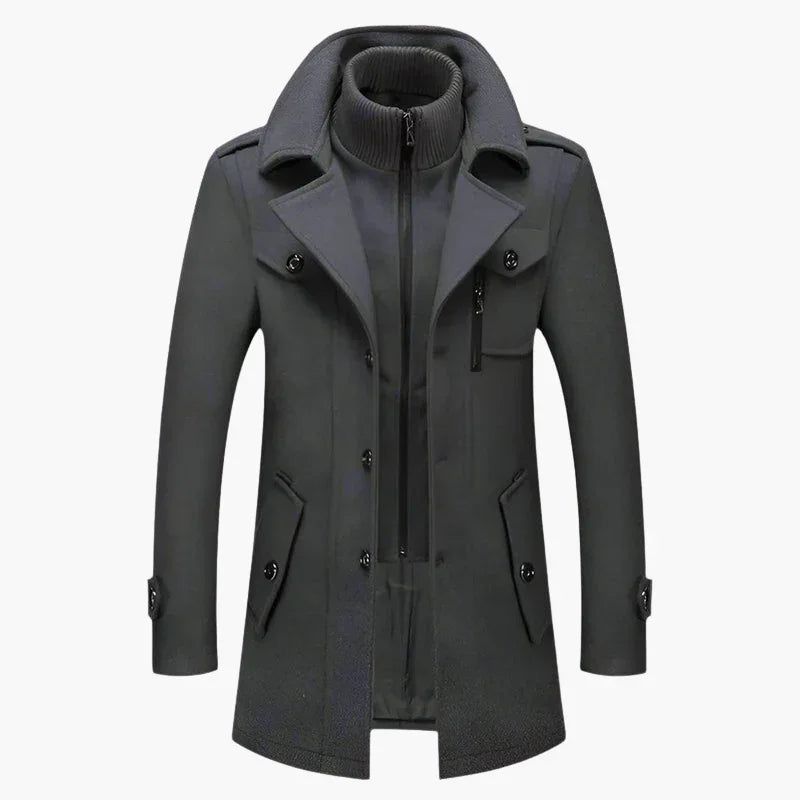 Płaszcz zimowy męski z wysokim kołnierzem