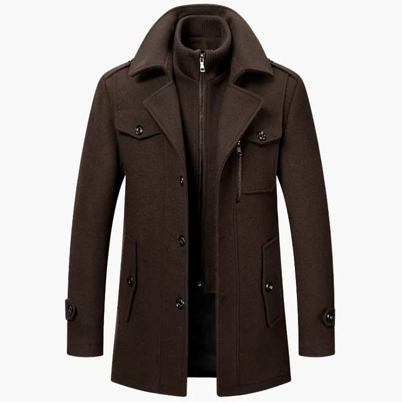 Płaszcz zimowy męski z wysokim kołnierzem